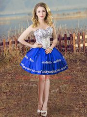 Floor Length Lace Up Quinceanera Dress Royal Blue for Sweet 16 and Quinceanera with Beading and Embroidery