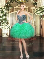 Elegant Mini Length Turquoise Dress for Prom Sweetheart Sleeveless Lace Up
