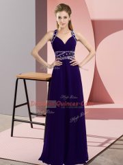 Sleeveless Backless Floor Length Beading Evening Dress