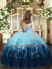 Ruffles Girls Pageant Dresses Multi-color Backless Sleeveless Floor Length