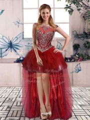 Burgundy Sleeveless Beading and Ruffles Floor Length Quinceanera Gowns
