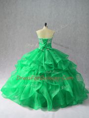 Organza Sleeveless Floor Length Quinceanera Gowns and Beading and Ruffles