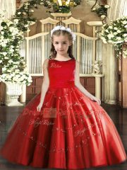 Top Selling Red Sleeveless Tulle Lace Up Pageant Gowns For Girls for Party and Wedding Party