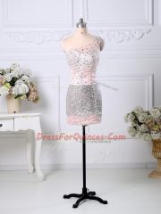 Modern Column/Sheath Dress for Prom Pink One Shoulder Satin Sleeveless Side Zipper
