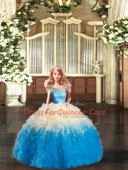 Great Multi-color Backless Quinceanera Gowns Lace and Ruffles Sleeveless Floor Length