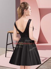 Lovely Mini Length Black Court Dresses for Sweet 16 Scoop Sleeveless Zipper