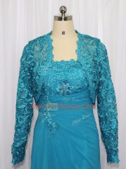 Blue Strapless Zipper Lace and Appliques Custom Made Sleeveless