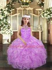 Halter Top Sleeveless Lace Up Pageant Dress Lilac Organza