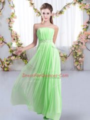 Sleeveless Chiffon Sweep Train Lace Up Court Dresses for Sweet 16 for Wedding Party