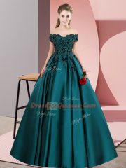 Elegant Floor Length Zipper Ball Gown Prom Dress Teal for Sweet 16 and Quinceanera with Lace