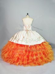 Elegant Orange Sleeveless Organza Lace Up Sweet 16 Quinceanera Dress for Sweet 16 and Quinceanera