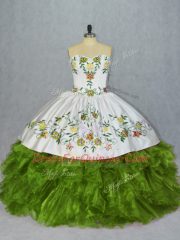 Luxurious Olive Green Sleeveless Organza Lace Up 15 Quinceanera Dress for Sweet 16 and Quinceanera