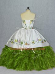 Luxurious Olive Green Sleeveless Organza Lace Up 15 Quinceanera Dress for Sweet 16 and Quinceanera