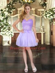 Beading Lavender Lace Up Sleeveless Mini Length