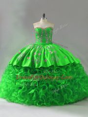 Admirable Sweetheart Neckline Embroidery and Ruffles Sweet 16 Dresses Sleeveless Lace Up