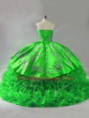 Admirable Sweetheart Neckline Embroidery and Ruffles Sweet 16 Dresses Sleeveless Lace Up