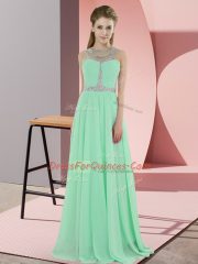 Best Selling Apple Green Scoop Zipper Beading Prom Dress Sleeveless