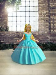 Charming Aqua Blue Off The Shoulder Neckline Beading Sweet 16 Quinceanera Dress Sleeveless Lace Up
