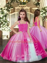 Ball Gowns Vestidos de Quinceanera Hot Pink Sweetheart Tulle Sleeveless Floor Length Lace Up