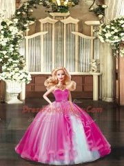Ball Gowns Vestidos de Quinceanera Hot Pink Sweetheart Tulle Sleeveless Floor Length Lace Up