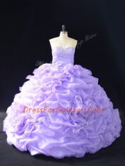 Low Price Sleeveless Beading and Pick Ups and Hand Made Flower Lace Up Sweet 16 Dresses with Lavender