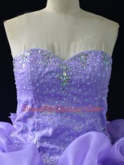 Low Price Sleeveless Beading and Pick Ups and Hand Made Flower Lace Up Sweet 16 Dresses with Lavender