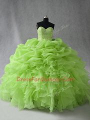 Glorious Organza Sweetheart Sleeveless Lace Up Beading and Ruffles and Pick Ups Quinceanera Dresses in