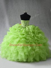 Glorious Organza Sweetheart Sleeveless Lace Up Beading and Ruffles and Pick Ups Quinceanera Dresses in