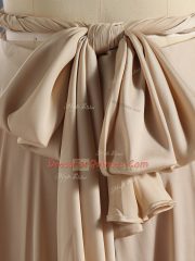 Admirable Champagne Empire Ruching Homecoming Dress Criss Cross Chiffon Sleeveless Floor Length
