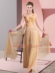 Colorful Peach Sleeveless Chiffon Lace Up Dama Dress for Quinceanera for Wedding Party