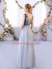 Scoop Sleeveless Tulle Quinceanera Court Dresses Appliques Lace Up