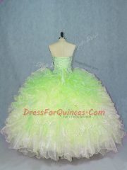 Fantastic Sleeveless Lace Up Floor Length Beading and Ruffles Sweet 16 Dresses