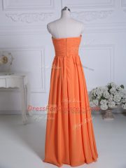 Suitable Orange Empire Chiffon Strapless Sleeveless Ruching Floor Length Zipper Vestidos de Damas
