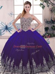 Spectacular Floor Length Ball Gowns Sleeveless Purple Sweet 16 Dresses Lace Up