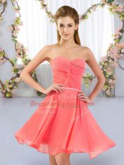 Sleeveless Lace Up Mini Length Ruching Quinceanera Court Dresses