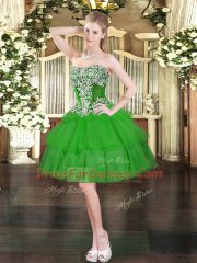 Glorious Sweetheart Sleeveless Lace Up Homecoming Dress Green Organza