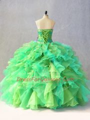 Multi-color Lace Up Sweetheart Beading and Ruffles 15 Quinceanera Dress Organza Sleeveless