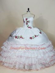 Floor Length Mermaid Sleeveless White Sweet 16 Quinceanera Dress Lace Up