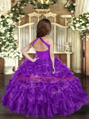 Sleeveless Lace Up Floor Length Ruffles Pageant Dress for Girls