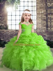 Sleeveless Beading and Ruffles and Pick Ups Lace Up High School Pageant Dress