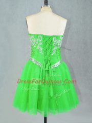 Green Sweetheart Lace Up Beading Homecoming Dress Sleeveless