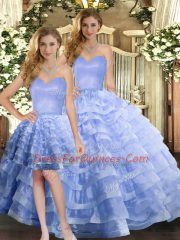 Organza Sweetheart Sleeveless Lace Up Ruffled Layers Ball Gown Prom Dress in Lavender