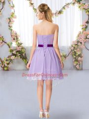 Chic Sleeveless Mini Length Belt Lace Up Quinceanera Dama Dress with Aqua Blue