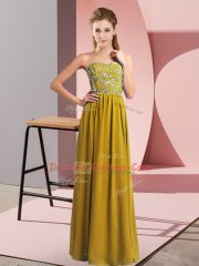 Chiffon Sweetheart Sleeveless Lace Up Beading Evening Dress in Brown