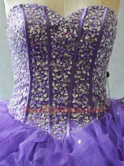 Sweetheart Sleeveless Tulle Quinceanera Dress Beading and Ruffles and Sequins Lace Up