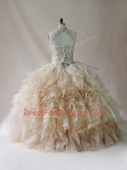 Free and Easy Floor Length Ball Gowns Sleeveless Champagne 15 Quinceanera Dress Lace Up