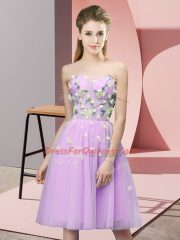 Lilac Lace Up Sweetheart Appliques Damas Dress Tulle Sleeveless