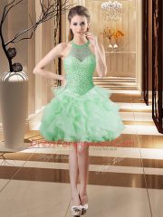 Romantic Apple Green Sleeveless Tulle Lace Up Prom Dresses for Prom and Party