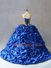 Modest Blue Sweet 16 Quinceanera Dress Sweetheart Sleeveless Lace Up