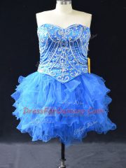 Sleeveless Beading and Ruffles Lace Up Prom Party Dress